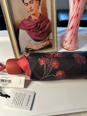 Coach Cherry Print Mini Umbrella NWT UV Protection Compact Travel Umbrella